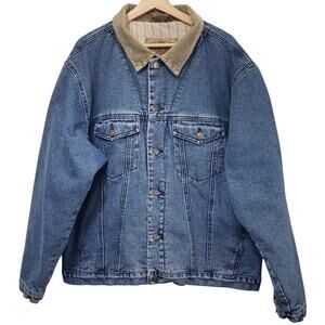Vintage Territory Ahead Denim Jacket Trucker Corduroy Collar Men's Size XL